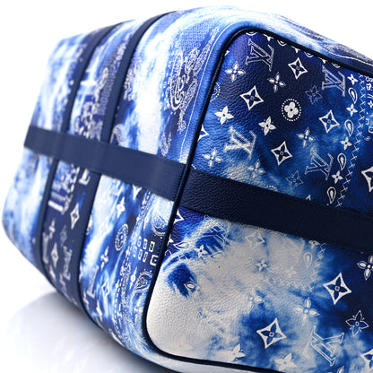 Louis Vuitton Cowhide Monogram Bandana Keepall Bandouliere 50 Blue 9 of 10