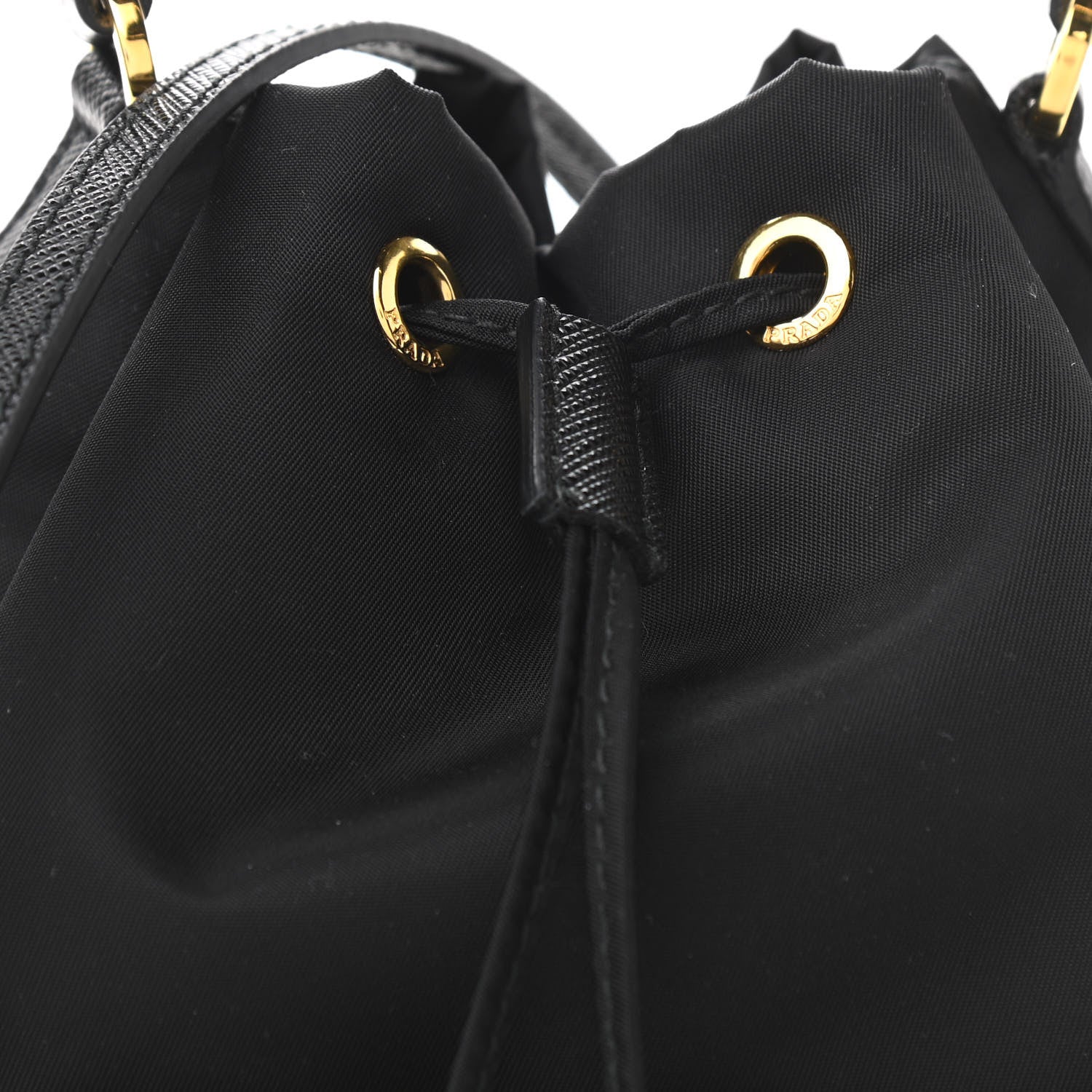 Prada Saffiano Tessuto Nylon Mini Bucket Crossbody Bag Black 9 of 11