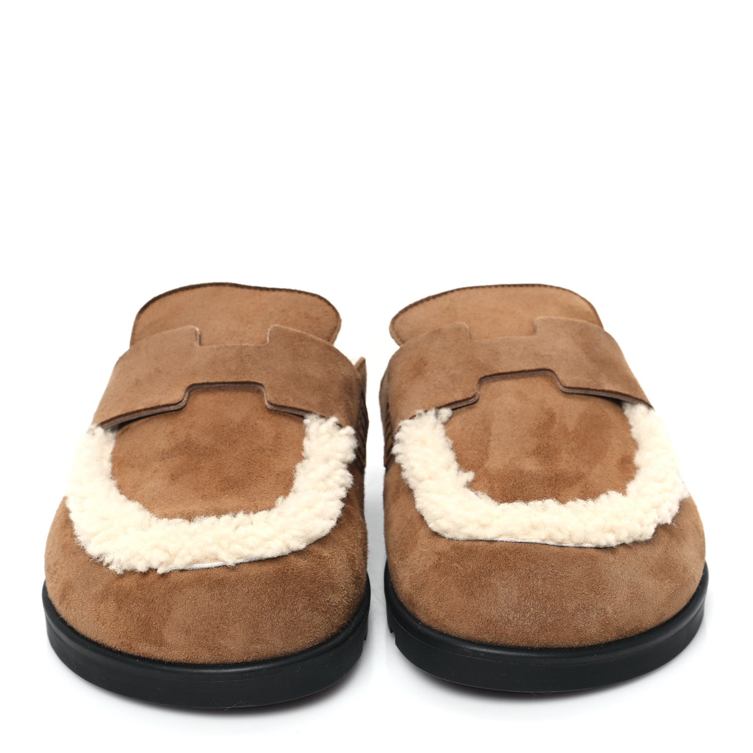Hermes Suede Goatskin Shearling Go Mules 36 Beige Kraft Ecru 2 of 9