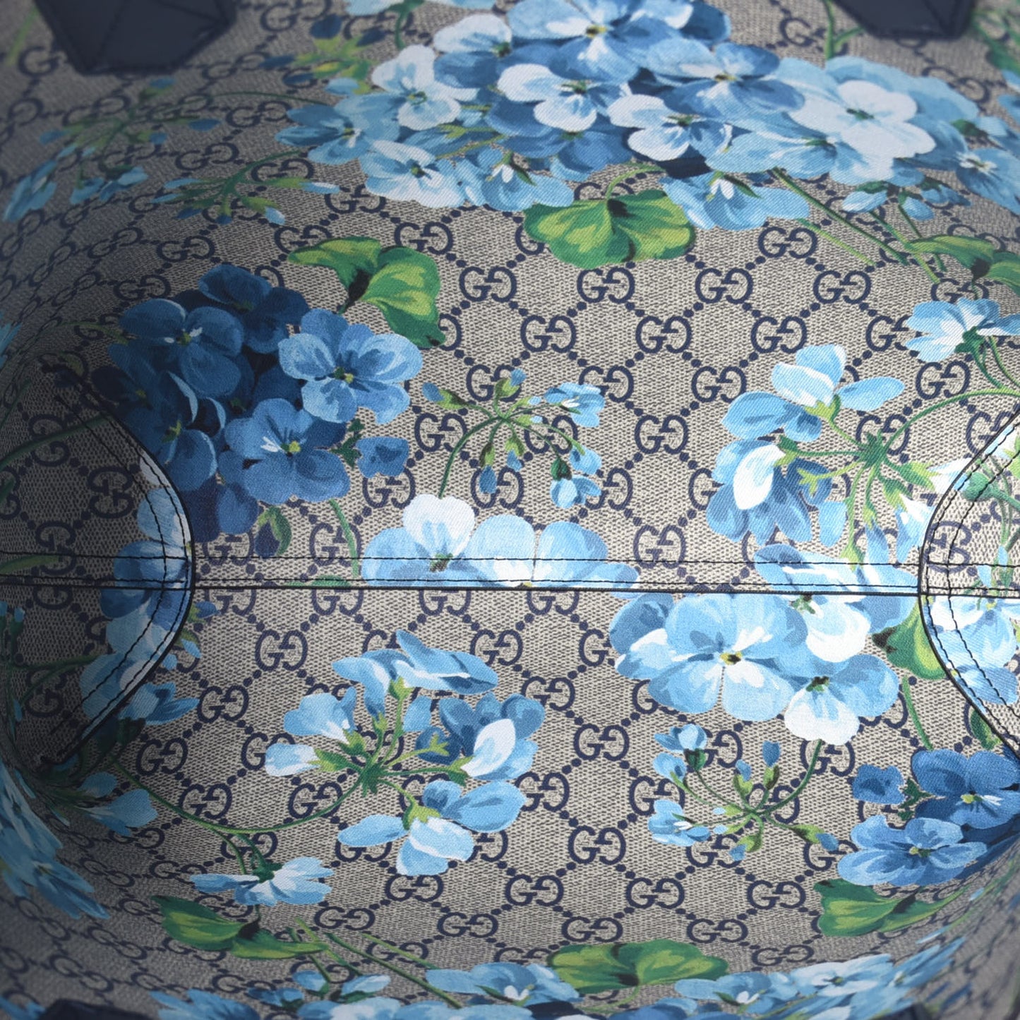 GG Supreme Monogram Blooms Small Reversible Tote Beige Blue Navy