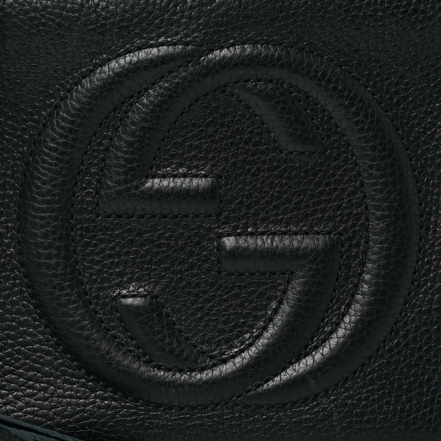 Pebbled Calfskin Small Soho Disco Bag Black