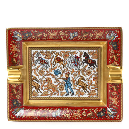 Hermes Porcelain Chasse En Inde Ashtray Rouge Multicolor 1 of 6