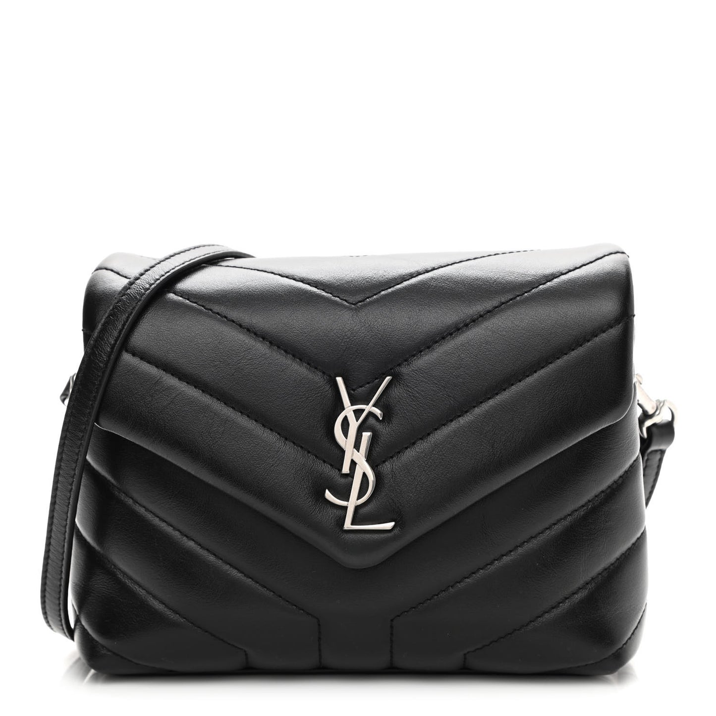 Calfskin Y Quilted Monogram Toy Loulou Crossbody Bag Black
