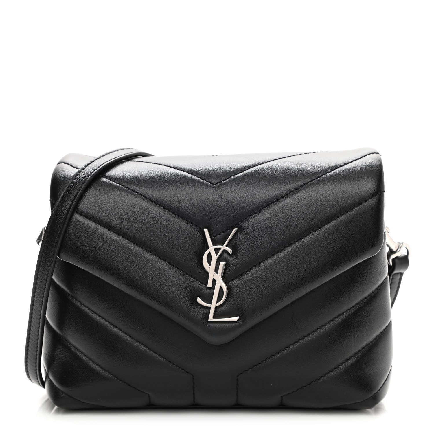 Saint Laurent Calfskin Y Quilted Monogram Toy Loulou Crossbody Bag Black 1 of 11