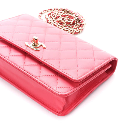 Chanel Lambskin Quilted Trendy CC Wallet On Chain WOC Pink 12 of 13