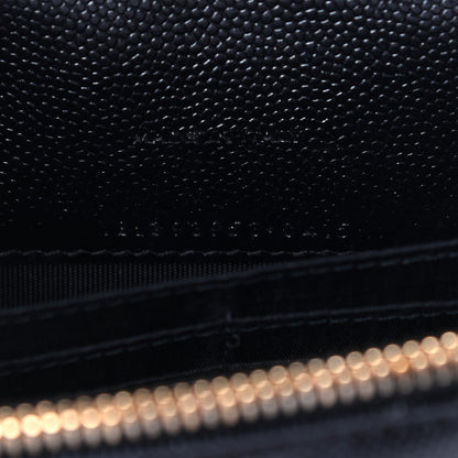 Saint Laurent Grain De Poudre Matelasse Chevron Monogram Chain Wallet Black 6 of 8