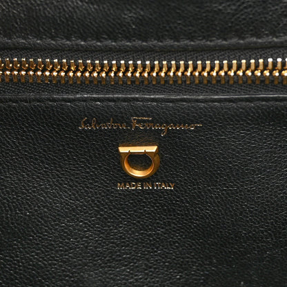 Salvatore Ferragamo Calfskin Quilted Gancini Small Top Handle Flap Bag Black 6 of 9
