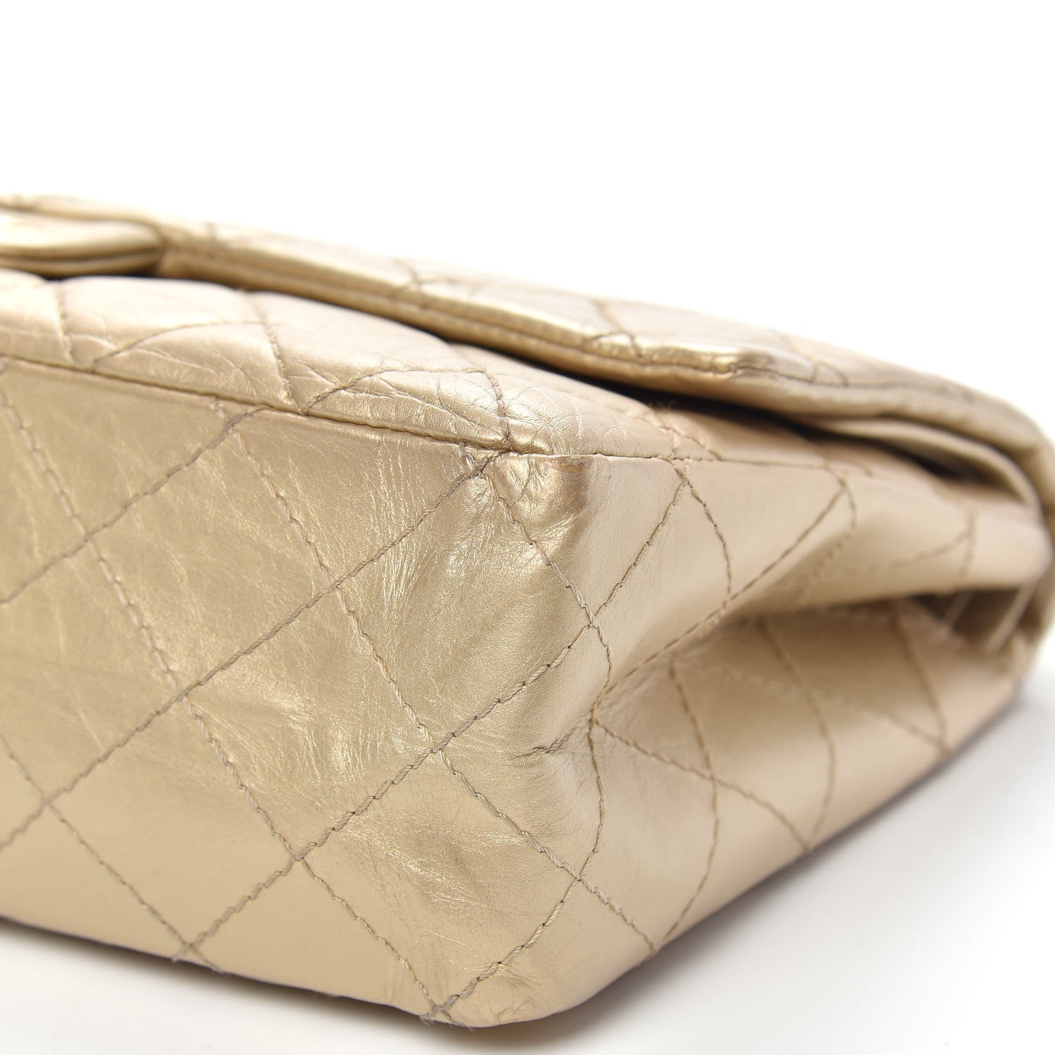 Chanel Metallic Aged Calfskin Quilted 2.55 Reissue 226 Flap Pale Gold 10 of 17