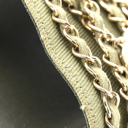 Chanel Canvas Chain Flat Sandals 37 Khaki 12 of 13