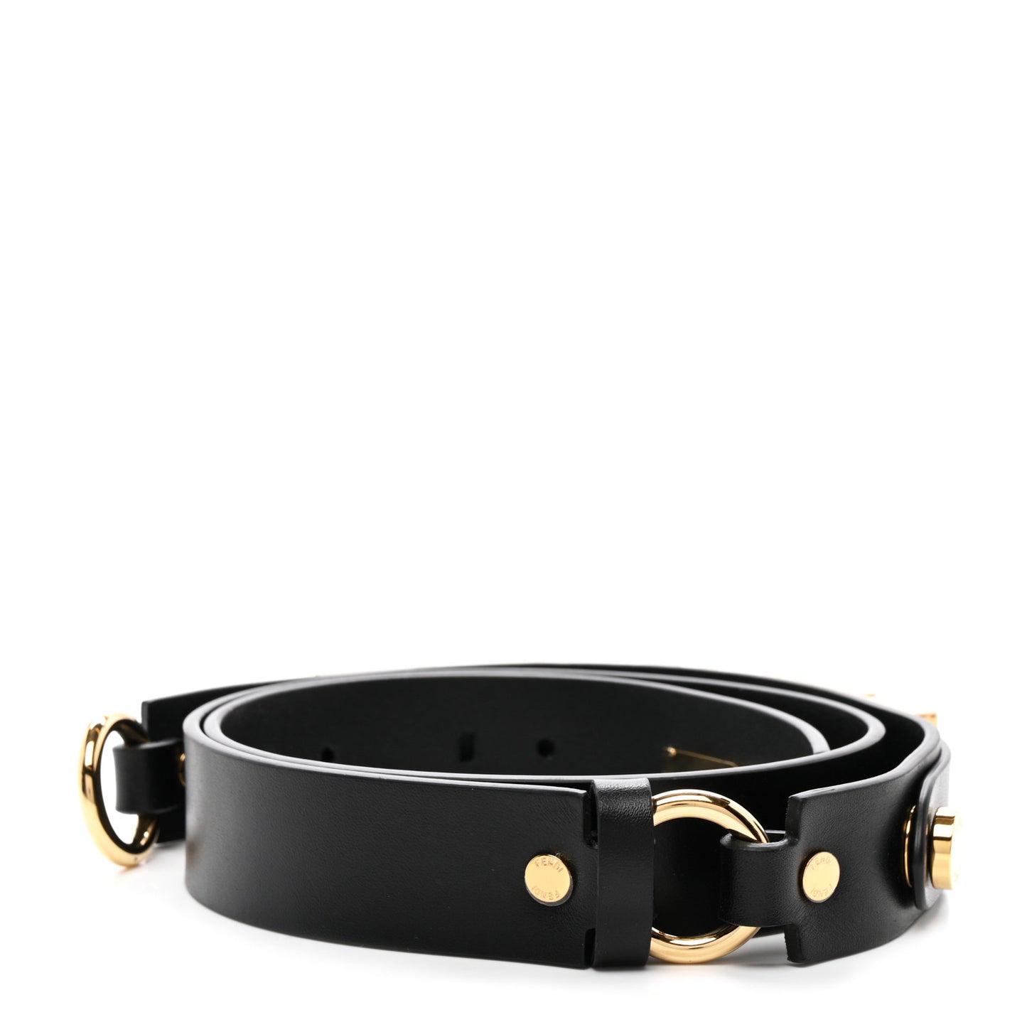 X FENDI Calfskin Fendace Logo Belt 95 38 Black