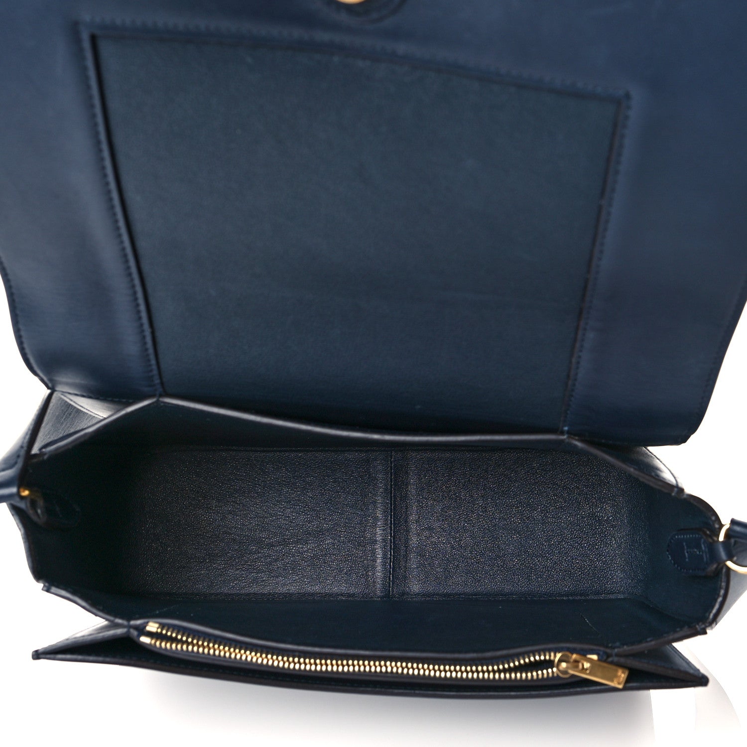 Celine Shiny Smooth Calfskin Medium Frame Shoulder Bag Black Navy 5 of 14