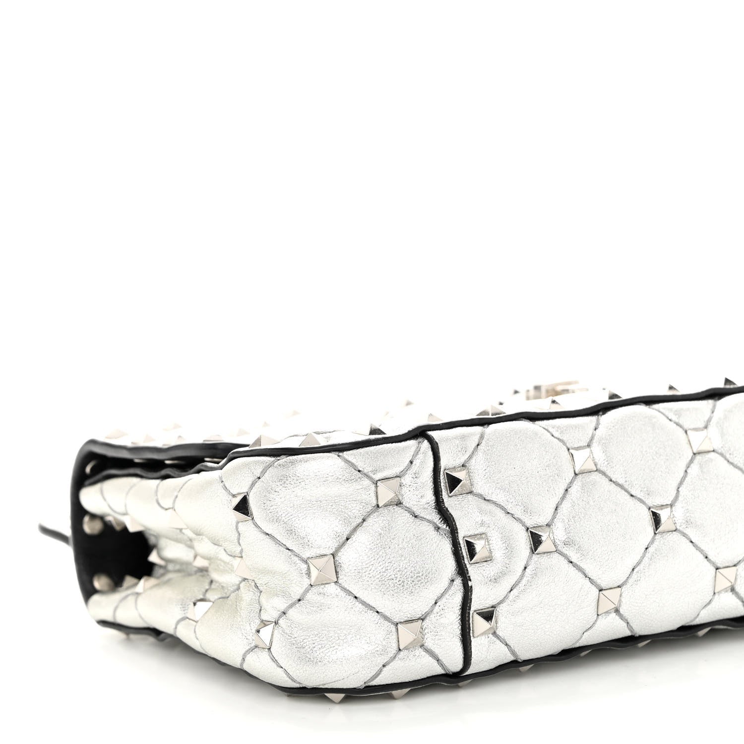 Valentino Garavani Metallic Nappa Small Rockstud Spike Shoulder Bag Silver 8 of 10