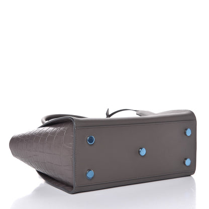 Saint Laurent Calfskin Crocodile Embossed Baby Monogram Downtown Cabas Earth 4 of 6