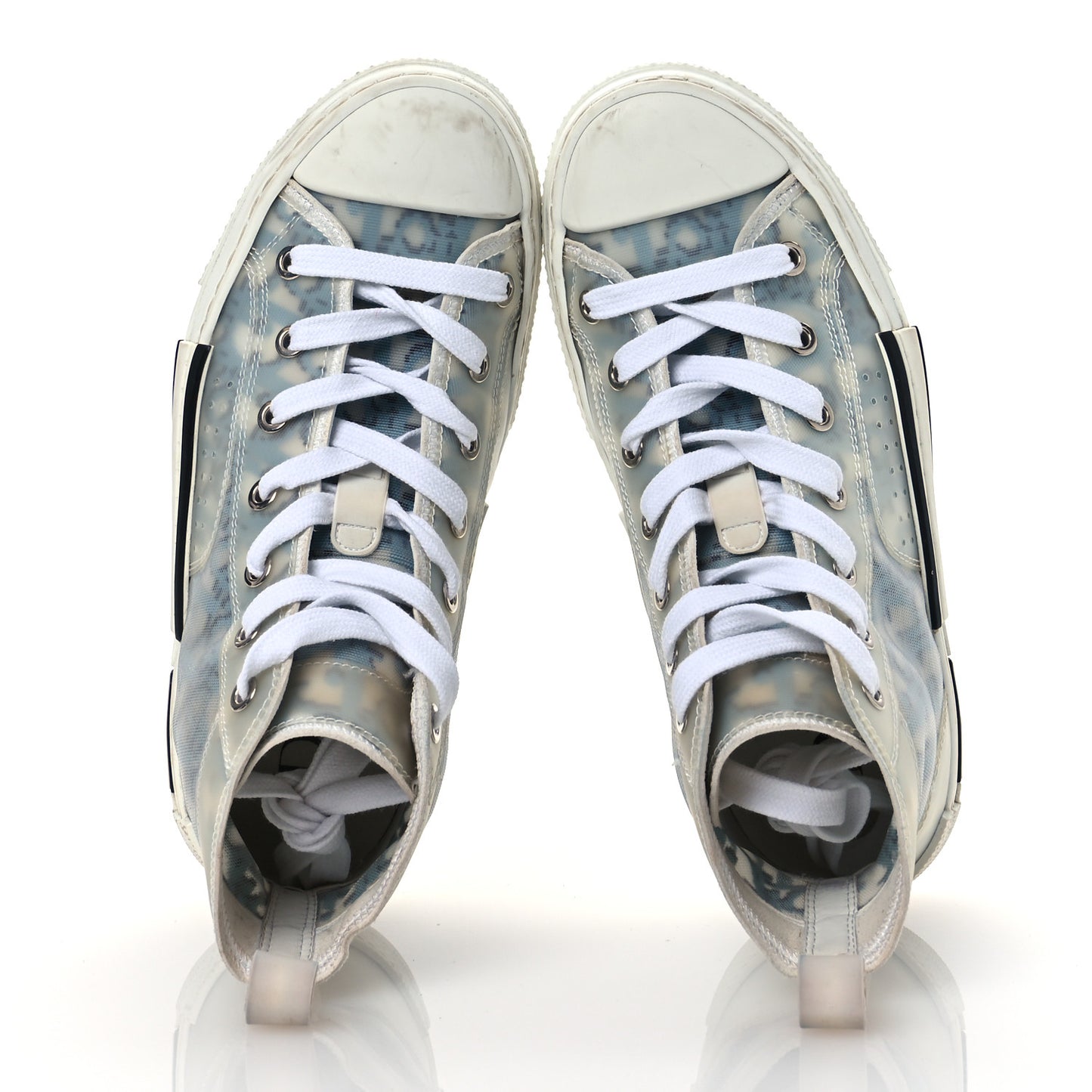 Technical Canvas Oblique Pixel Mens B23 High Top Sneakers 35 Beige Blue
