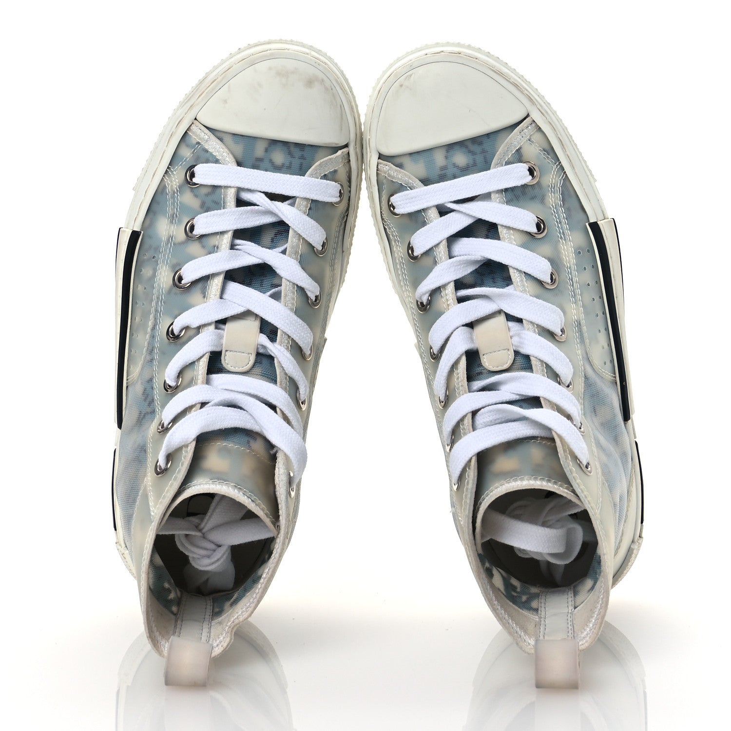 Christian Dior Technical Canvas Oblique Pixel Mens B23 High Top Sneakers 35 Beige Blue 2 of 16
