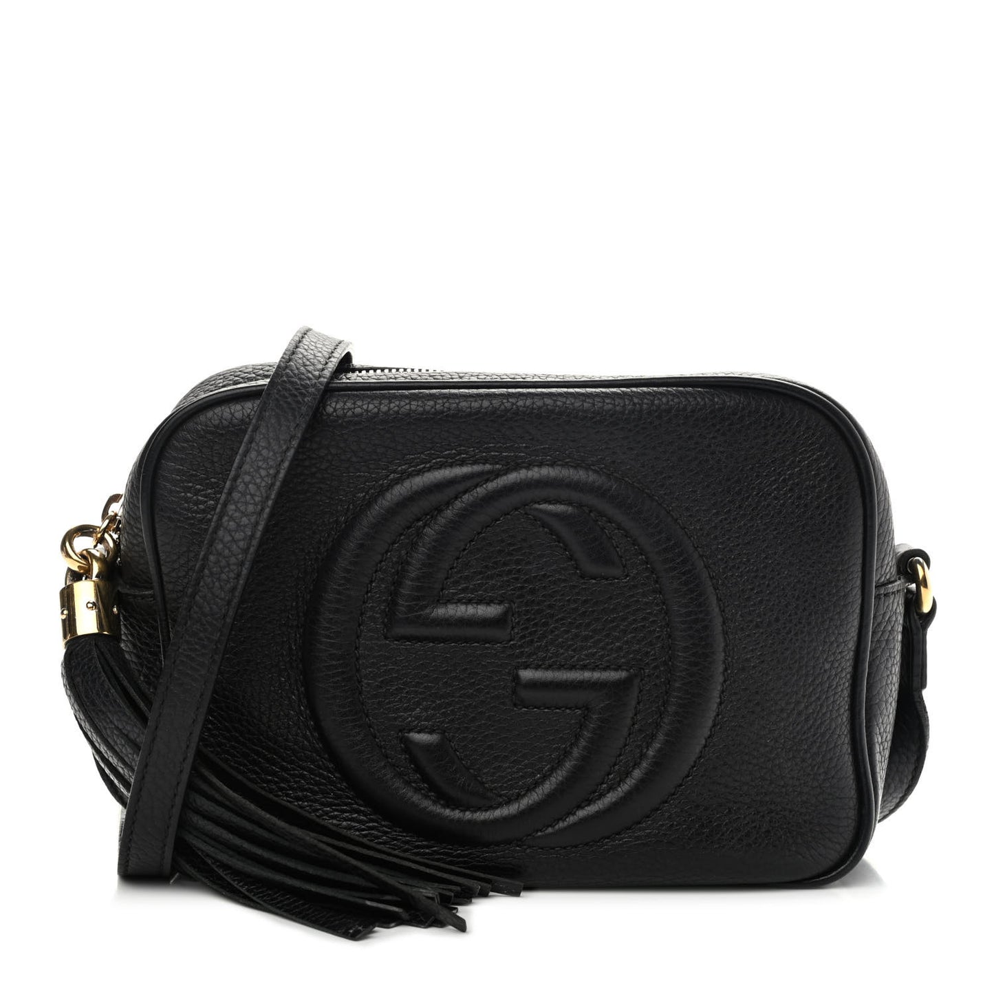 Pebbled Calfskin Small Soho Disco Bag Black