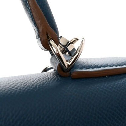 Hermes Epsom Kelly Flag Sellier 32 Bleu Thalassa White 17 of 18