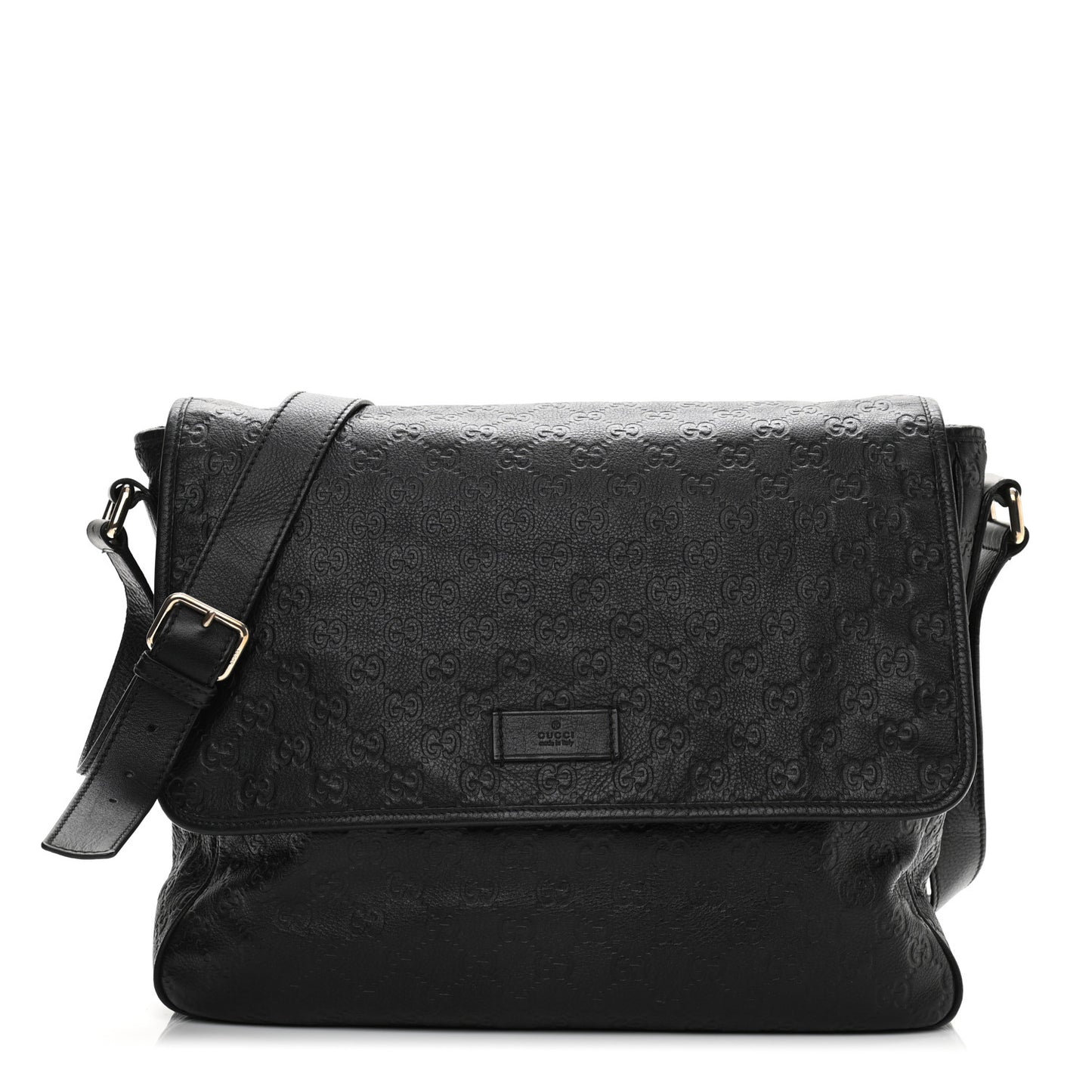 Guccissima Medium Flap Messenger Bag Black