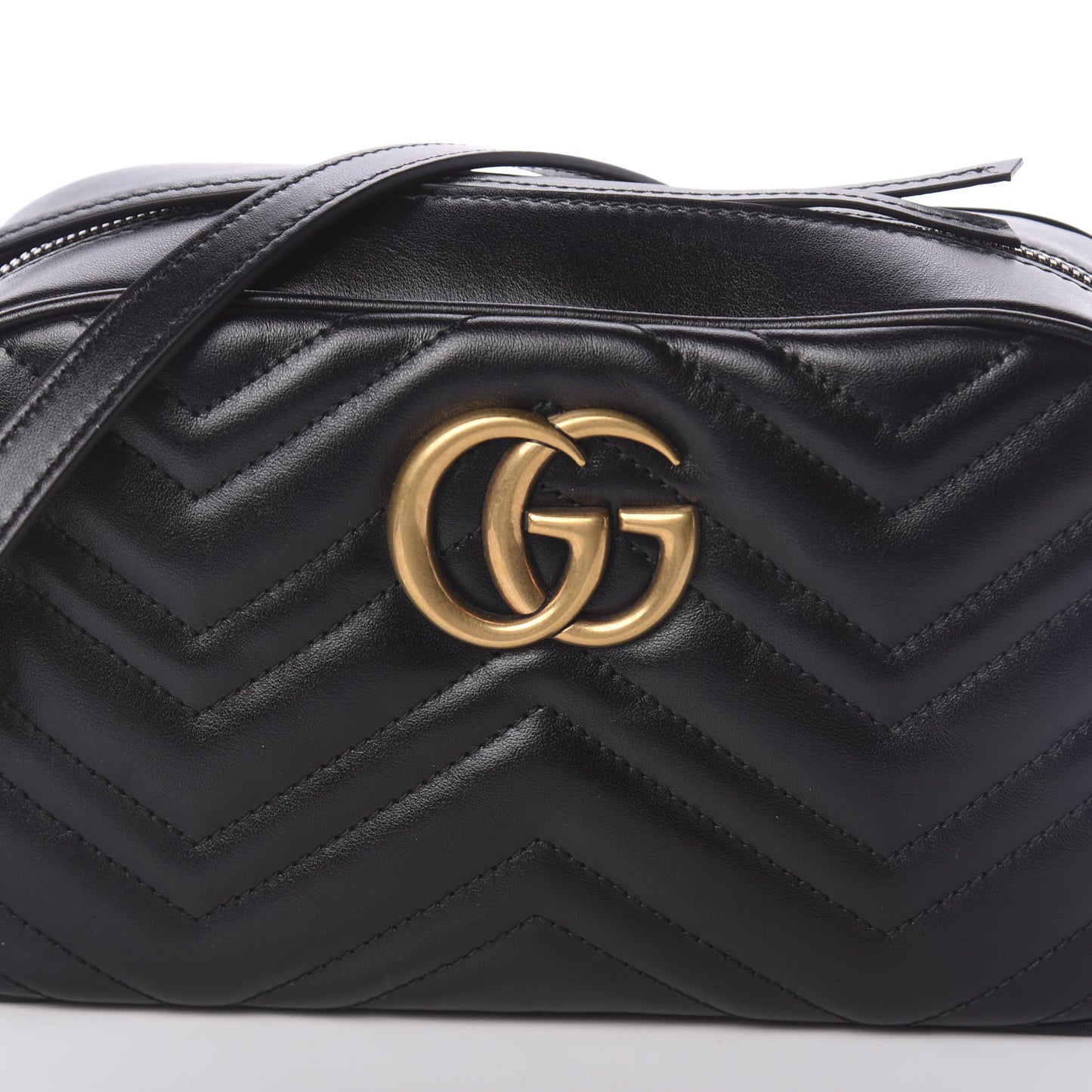 Calfskin Matelasse Small GG Marmont Chain Shoulder Bag Black