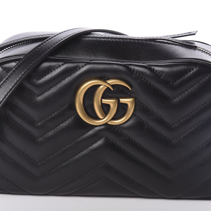 Gucci Calfskin Matelasse Small GG Marmont Chain Shoulder Bag Black 6 of 8