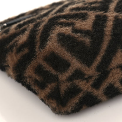 Fendi Shearling Calfskin FF 1974 Diagonal Pouch Tobacco Black 8 of 9