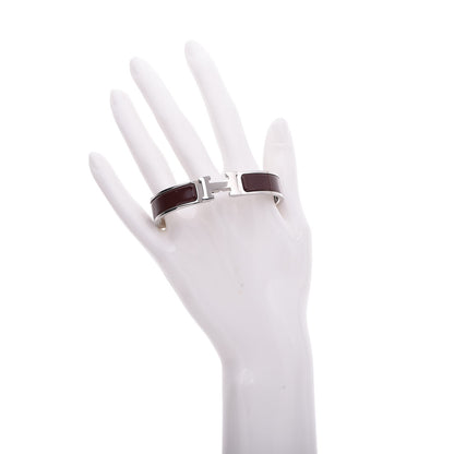 Hermes Enamel Narrow Clic Clac H Bracelet PM Burgundy 2 of 6