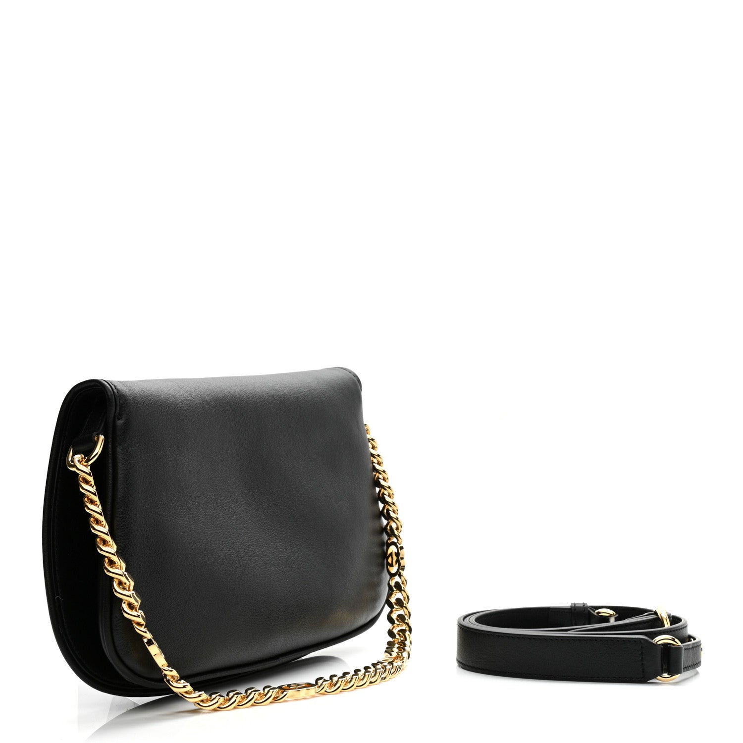 Gucci Roxy Calfskin Blondie Chain Shoulder Flap Bag Black 3 of 10