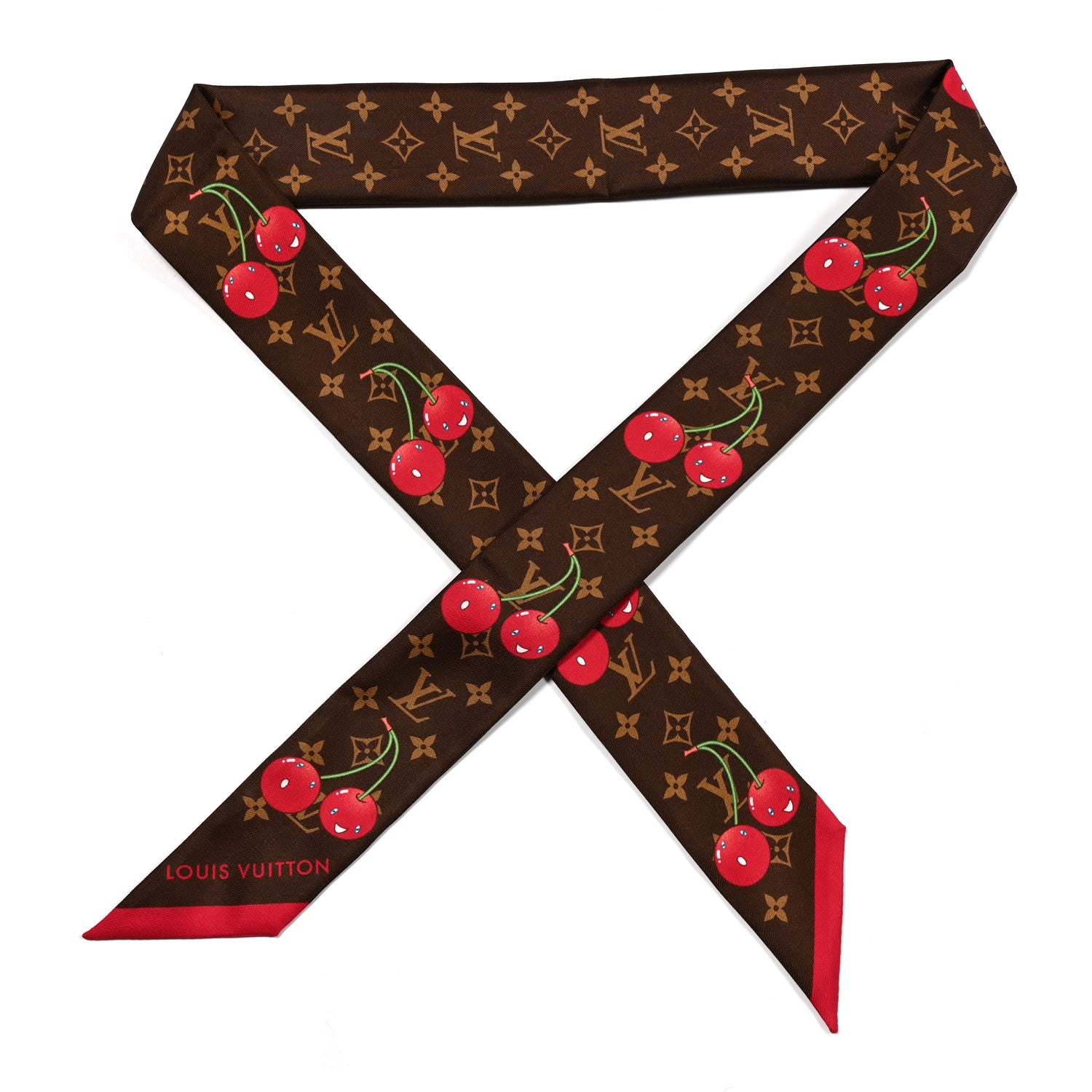 Louis Vuitton LV X TM Silk Monogram Cerises Bandeau Brown 1 of 3