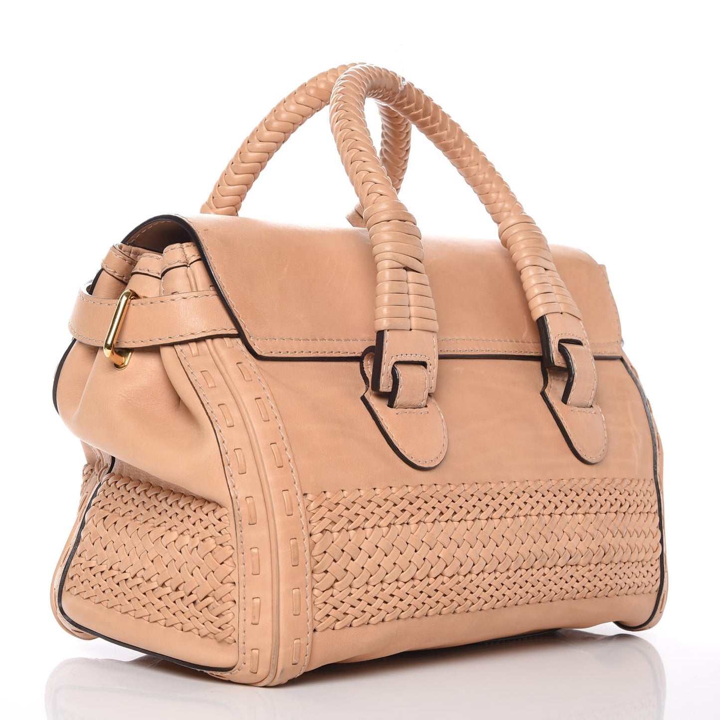 Calfskin Handmade Medium Top Handle Bag Taupe