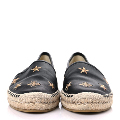 Gucci Calfskin Bee Star Embroidered Espadrilles 37 Black 2 of 12