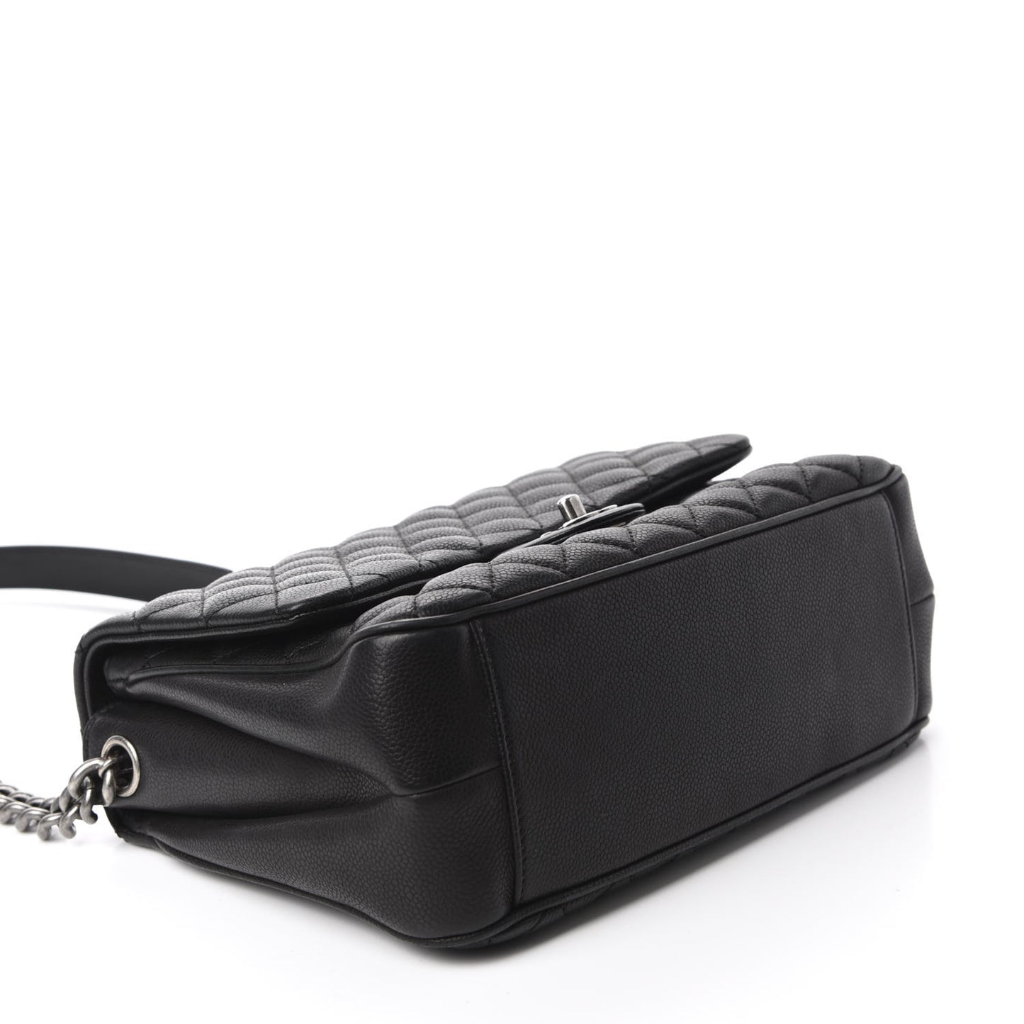 Caviar Quilted Medium Rock In Rome Single Flap Black