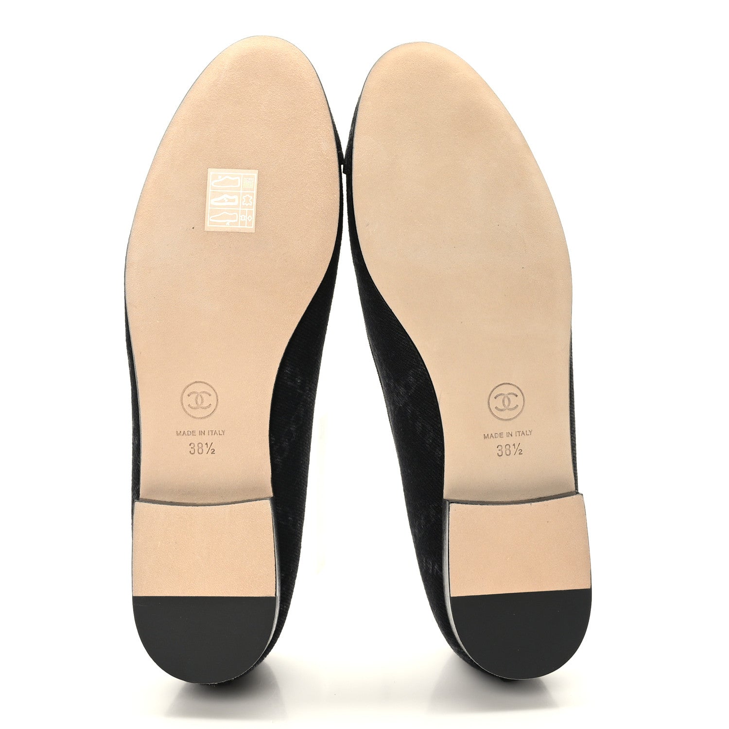 Chanel Denim Printed Cap Toe Ballerina Flats 38.5 Black White 5 of 9