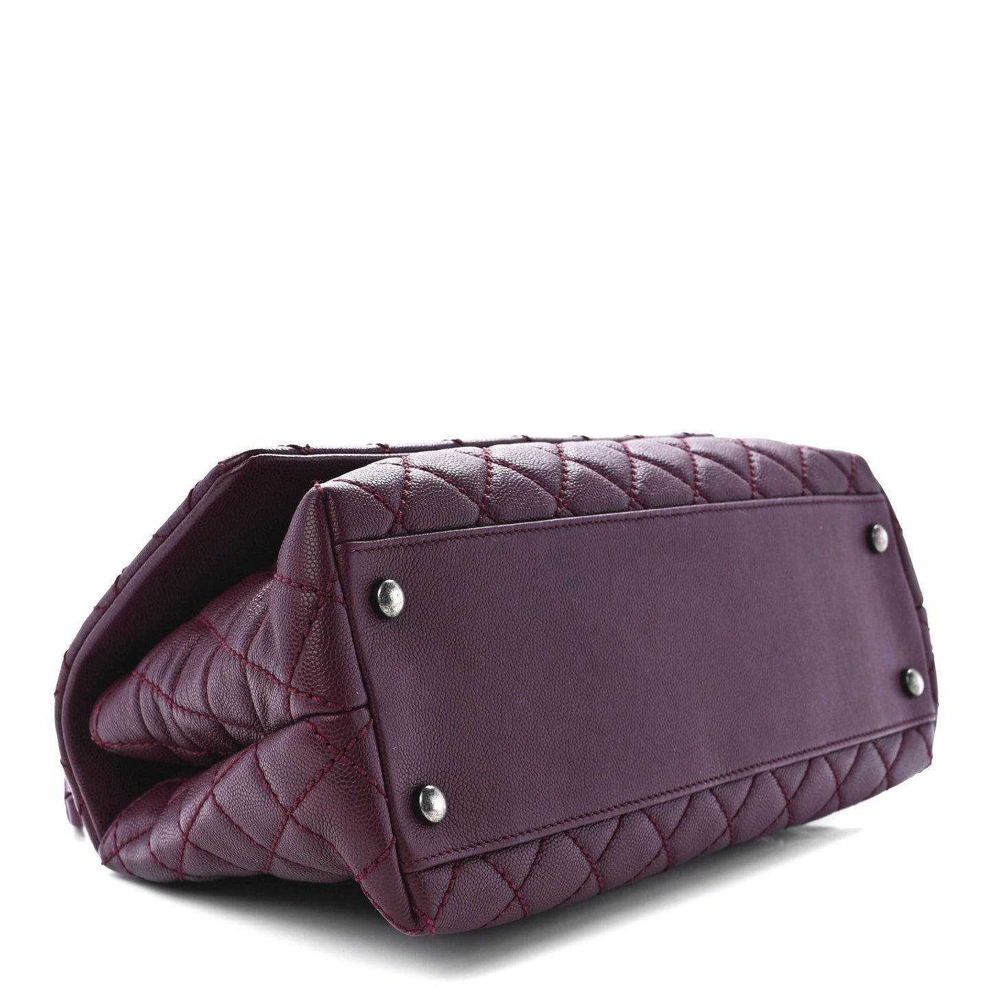 Caviar Quilted Small Coco Handle Flap Burgundy