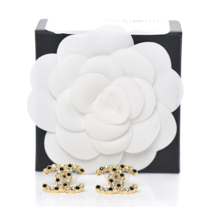 Chanel Resin Pearl Crystal CC Earrings Gold Black 5 of 5