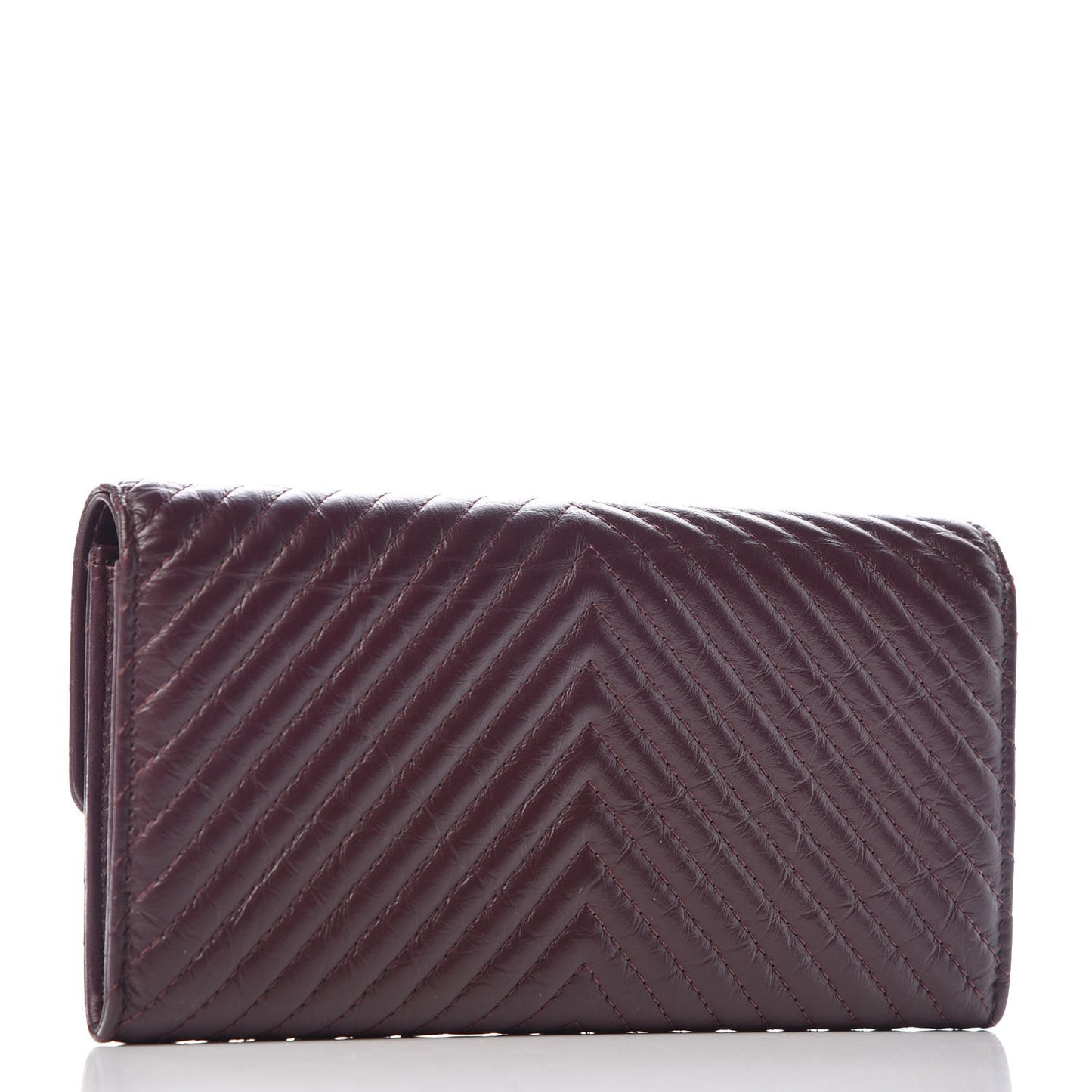 Aged Calfskin Chevron Quilted 2.55 Reissue Flap Wallet Burgundy