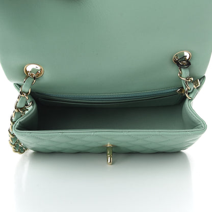 Chanel Lambskin Quilted Mini Rectangular Flap Light Green 5 of 9