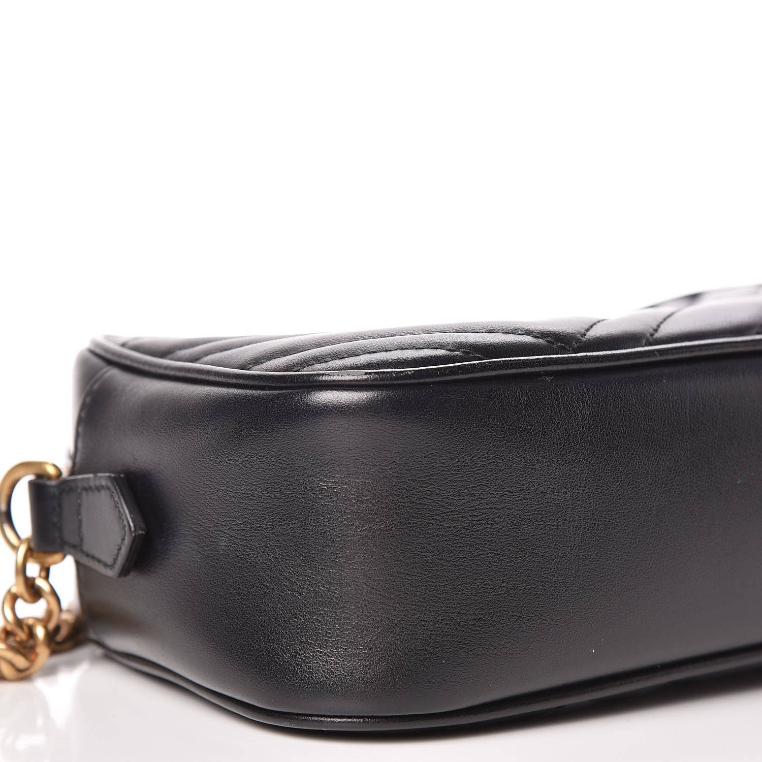 Gucci Calfskin Matelasse Small GG Marmont Chain Shoulder Bag Black 5 of 11