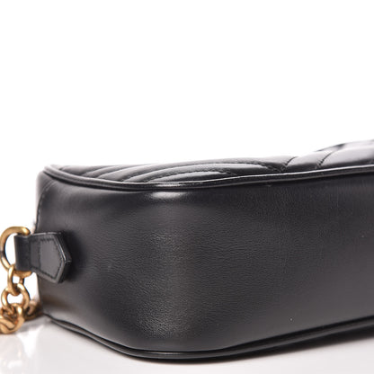 Gucci Calfskin Matelasse Small GG Marmont Chain Shoulder Bag Black 5 of 11