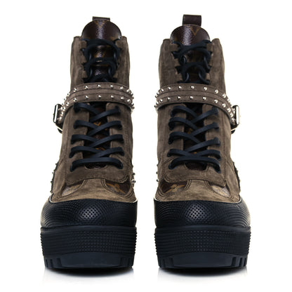 Louis Vuitton Suede Calfskin Monogram Laureate Platform Desert Boots 36 Kaki 2 of 8