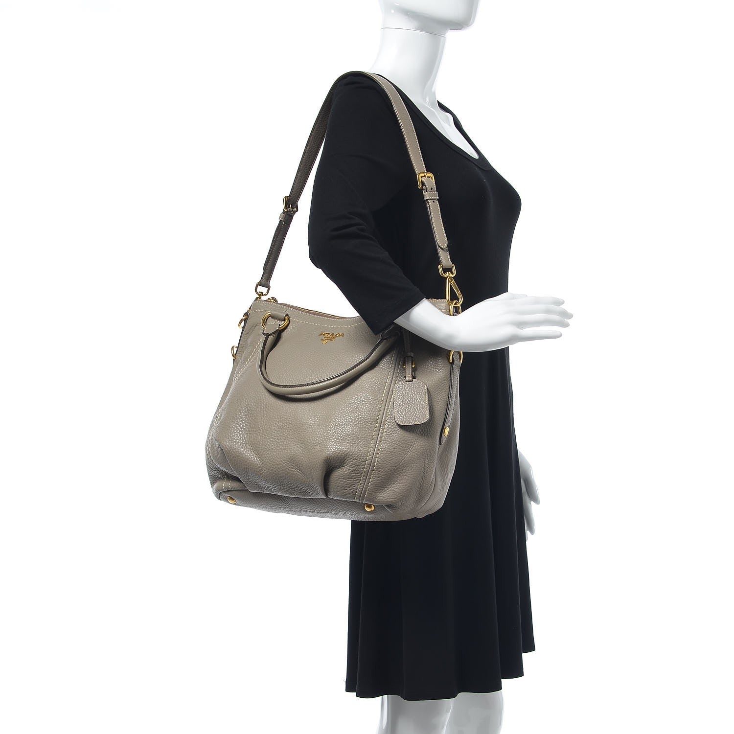 Prada Vitello Daino Shoulder Bag Argilla 3 of 8