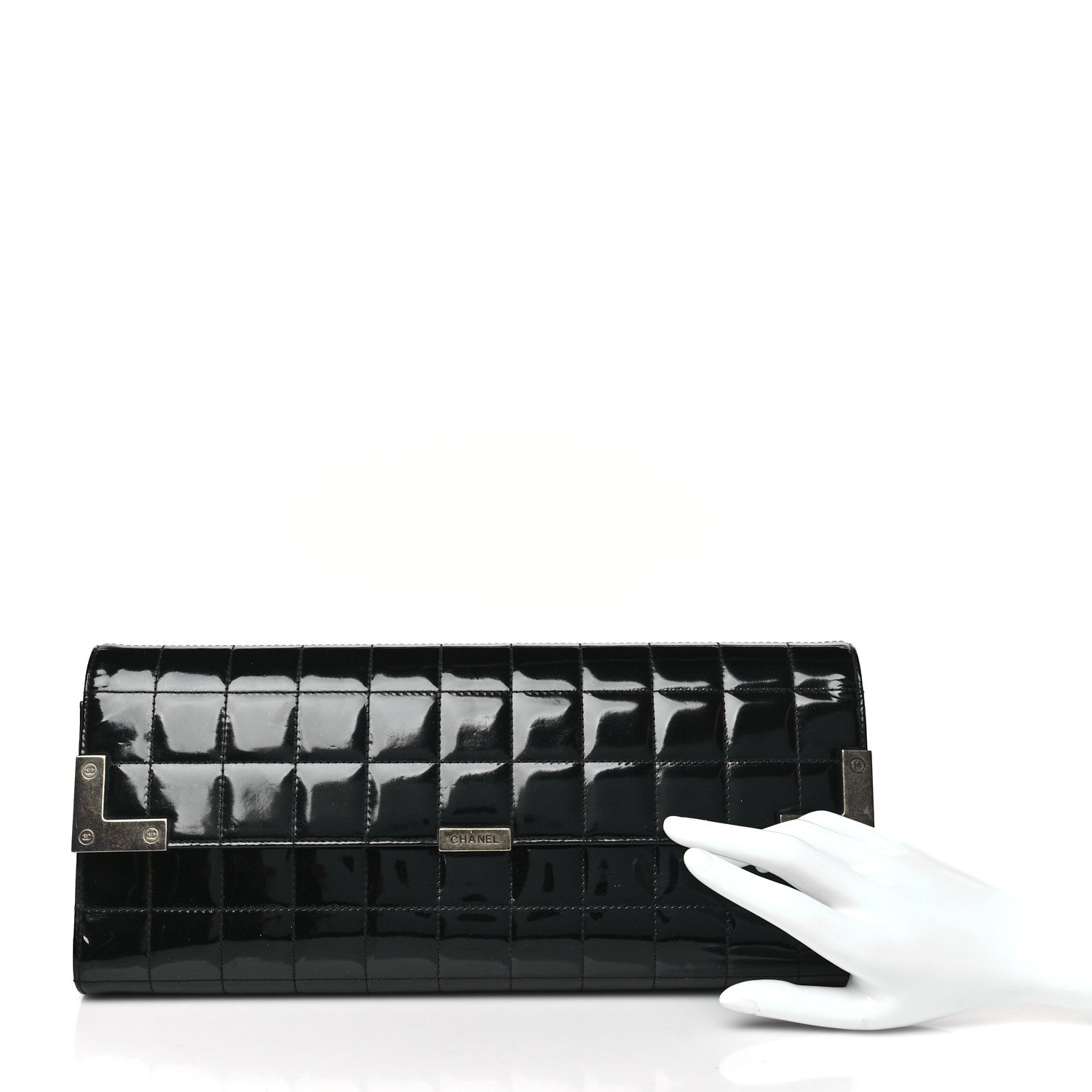 Chanel Patent Chocolate Bar Clutch Black 2 of 10