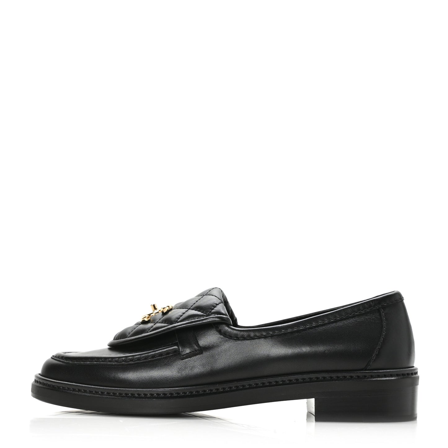 Lambskin Quilted CC Turnlock Loafers 39 Black