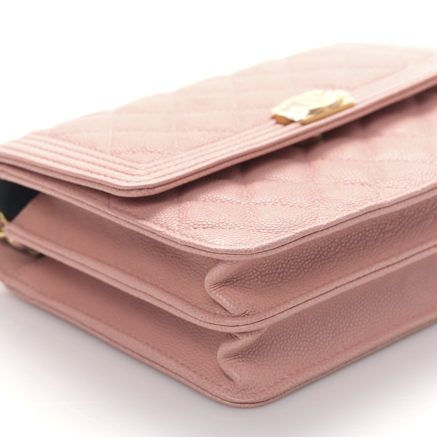 Chanel Caviar Quilted Boy Square Wallet on Chain WOC Pink 9 of 10