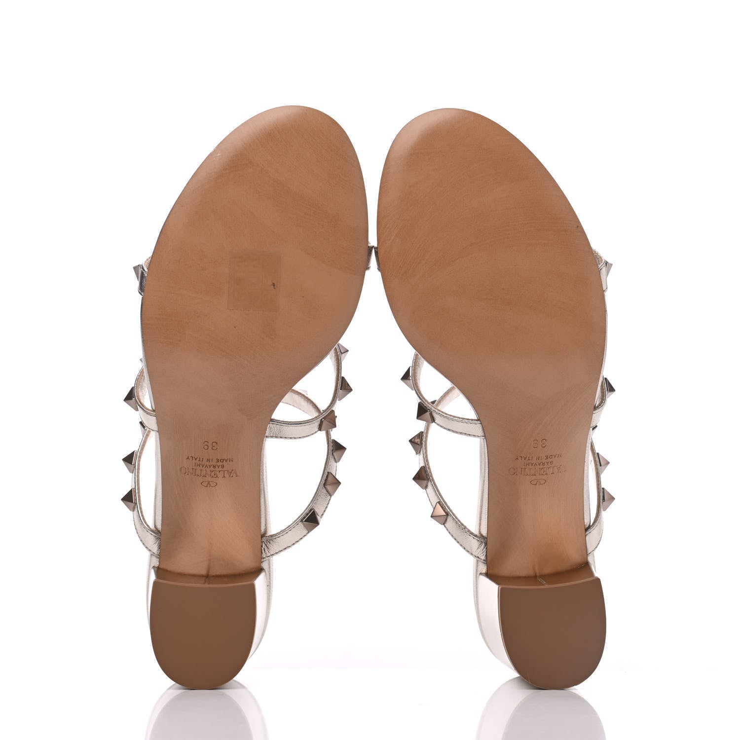 Valentino Garavani Metallic Nappa Rockstud 60mm Caged Slide Sandals 39 Skin 5 of 11