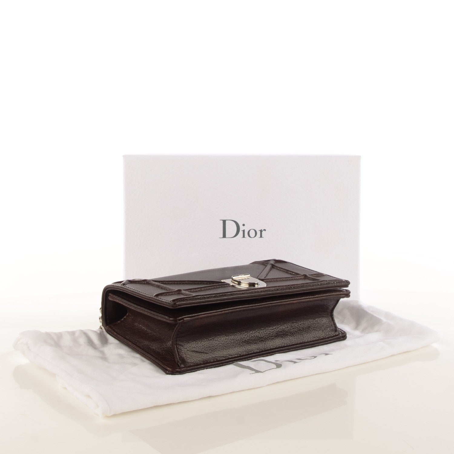 Christian Dior Calfskin Mini Diorama Flap Bag Brown 4 of 7