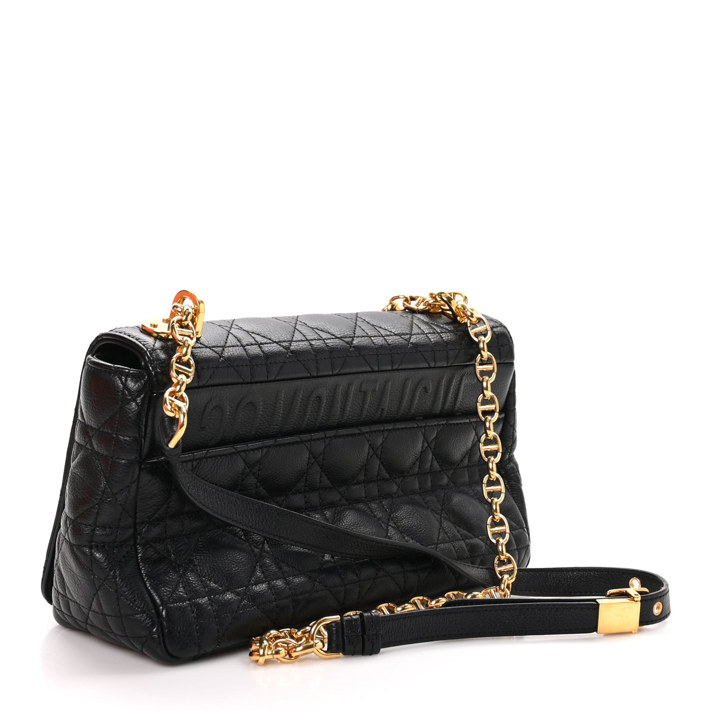 Calfskin Cannage Medium Caro Bag Black