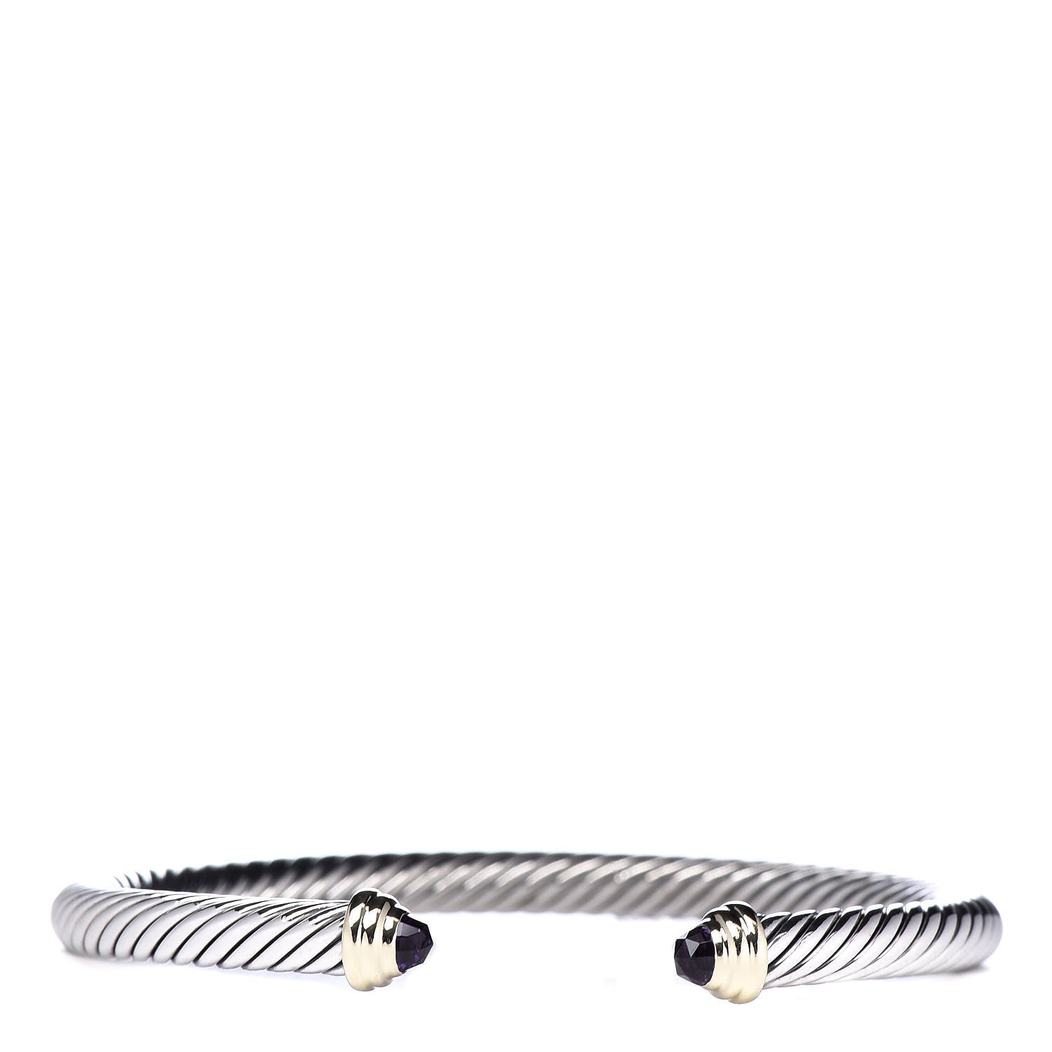 David Yurman Sterling Silver 14K Yellow Gold Amethyst 5mm Cable Classics Petite Color Bracelet 1 of 4