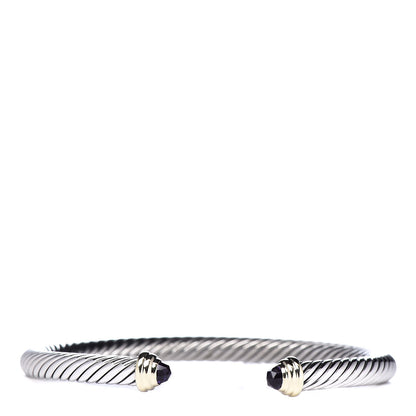David Yurman Sterling Silver 14K Yellow Gold Amethyst 5mm Cable Classics Petite Color Bracelet 1 of 4