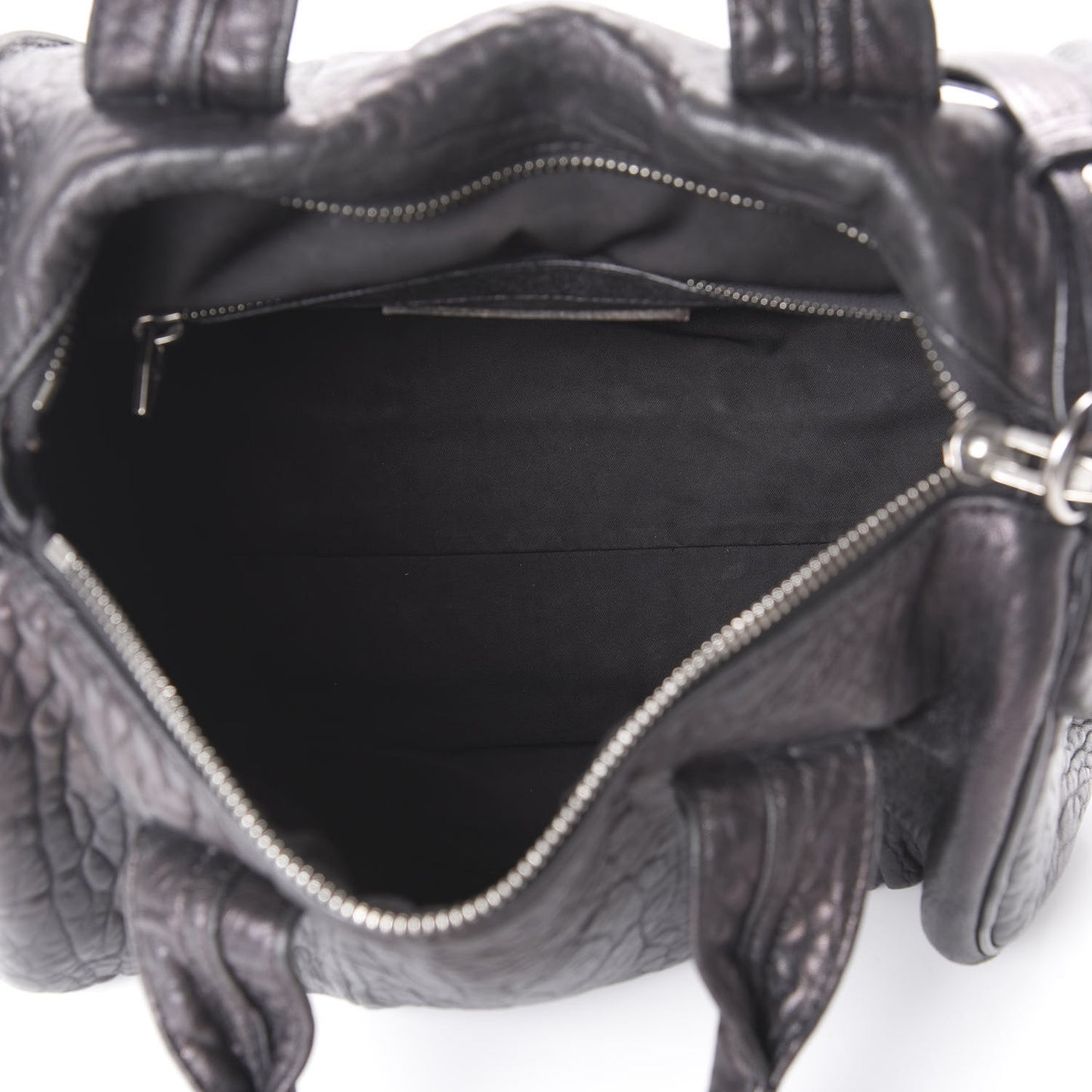 Pebbled Lambskin Rocco Black Silver Hardware
