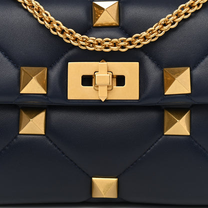 Valentino Garavani Nappa Medium Roman Stud Shoulder Bag Navy 7 of 9